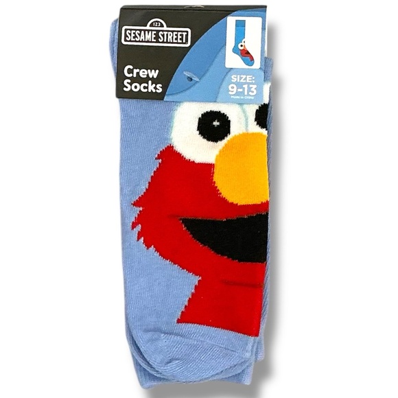 Sesame Street Elmo Crew Socks Novelty Blue Unisex Adult 9-13 Men’s One Size - Picture 2 of 16
